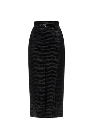 CROCO BLACK MIDI SKIRT