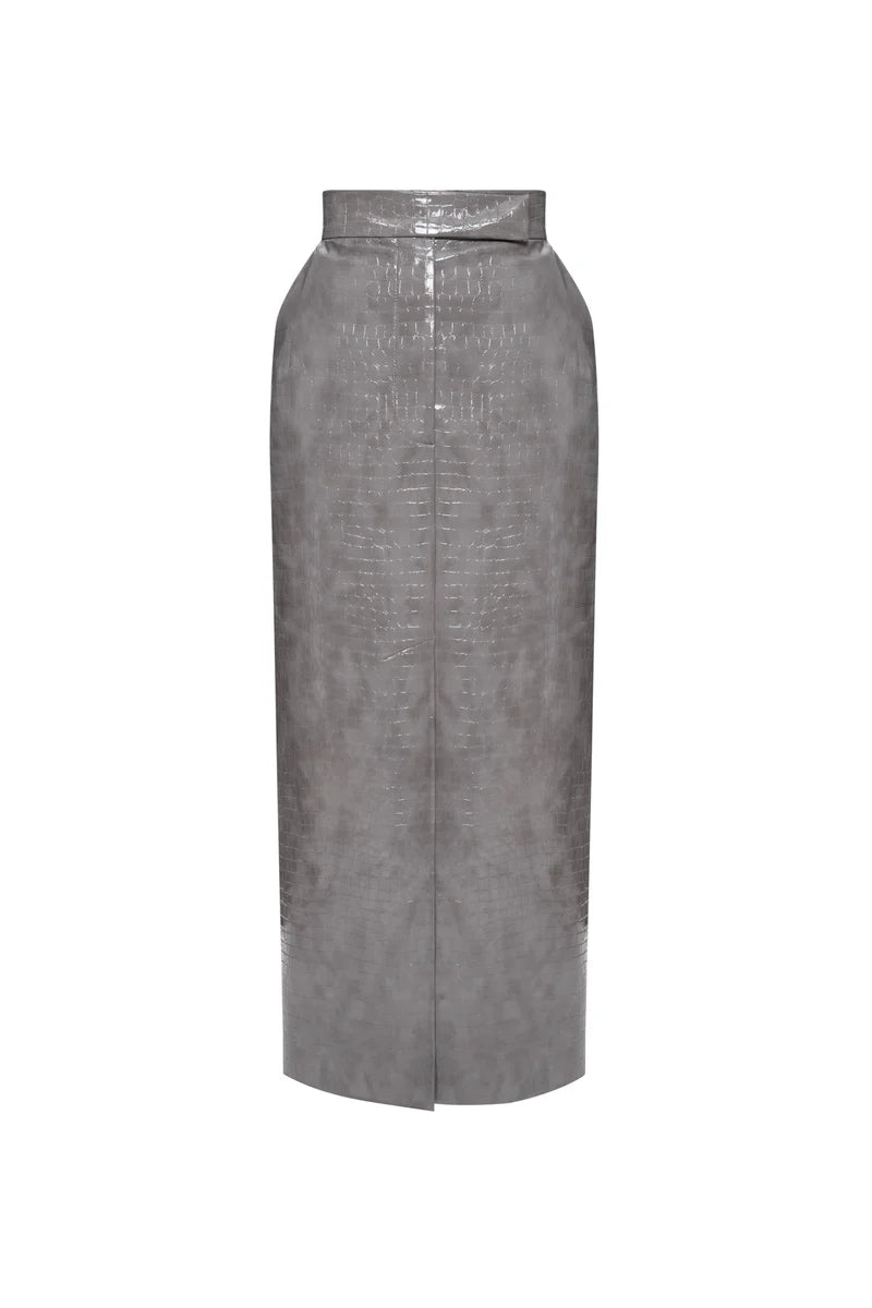 CROCO GREY MIDI SKIRT