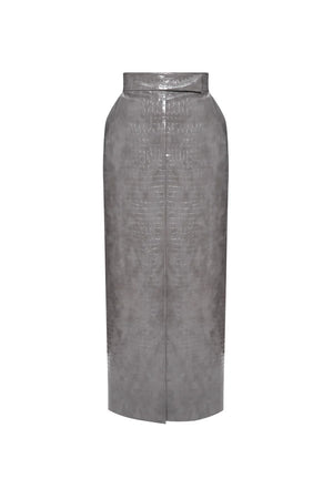 CROCO GREY MIDI SKIRT
