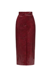 CROCO BURGUNDY MIDI SKIRT