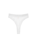 EMBROIDERED LACE HIGH-WAISTED THONGS WHITE