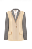 Pinstriped Jacket with Chiffon Panels GREY WITH STRIPES/BEIGE