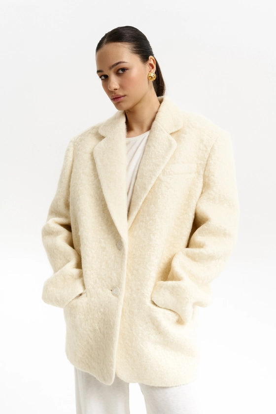 Пальто-жакет оверсайз з альпаки