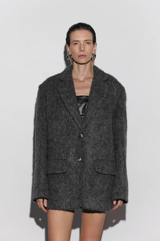 Пальто-жакет оверсайз з альпаки