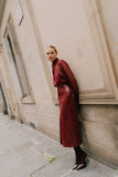 CROCO BURGUNDY MIDI SKIRT