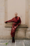 CROCO BURGUNDY MIDI SKIRT