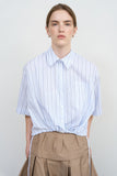ASYMMETRIC HEM STRIPED COTTON POPLIN SHIRT