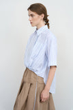 ASYMMETRIC HEM STRIPED COTTON POPLIN SHIRT