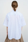 ASYMMETRIC HEM STRIPED COTTON POPLIN SHIRT
