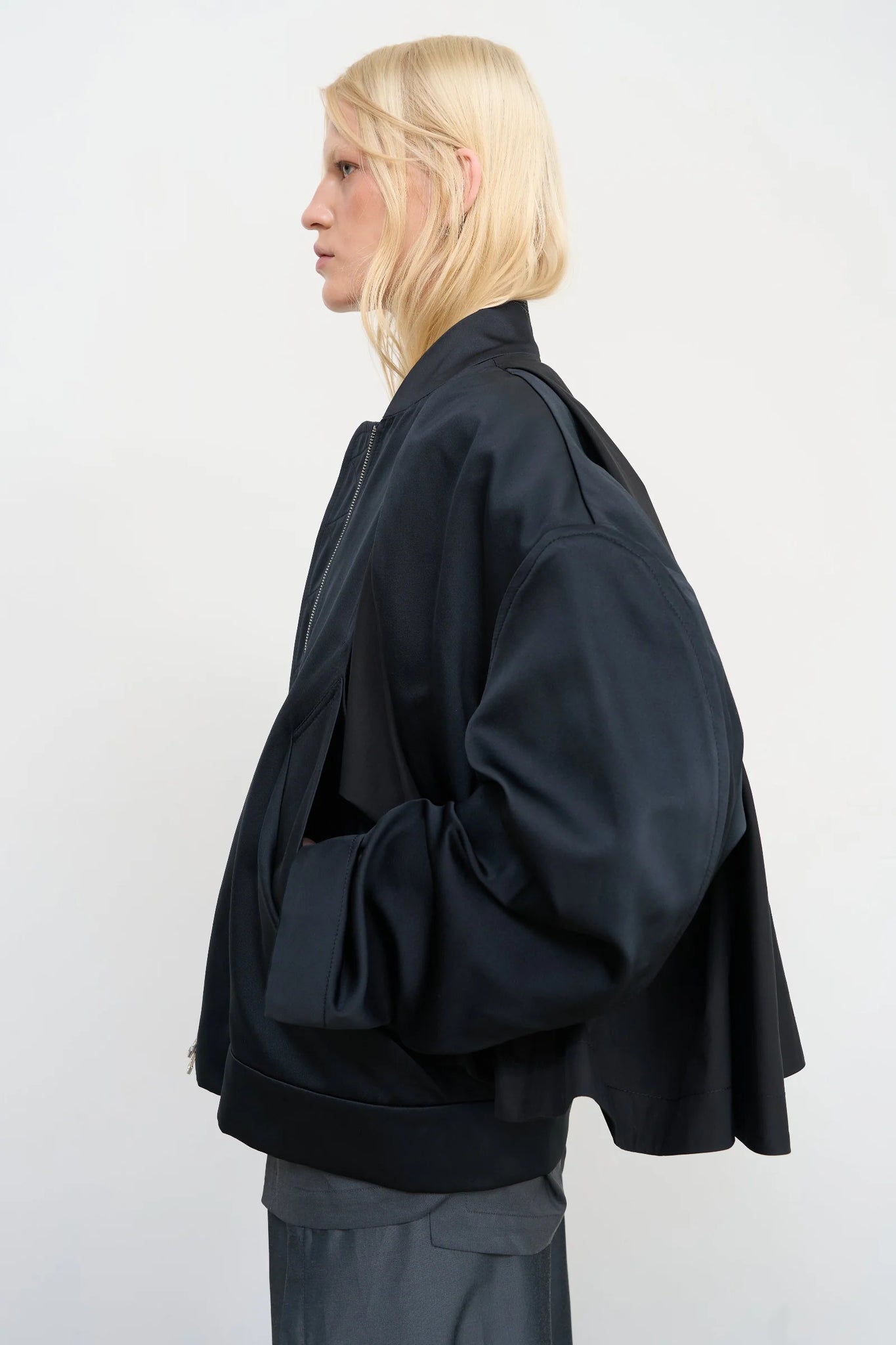 Бомбер BLACK CAPE OVERLAY BOMBER JACKET