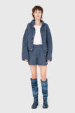 Hand knitted denim jacket