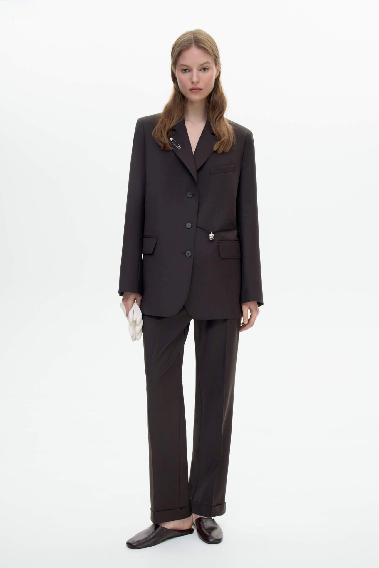 WOOL BLAND CROPPED TROUSERS