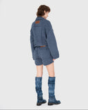 Hand knitted denim jacket