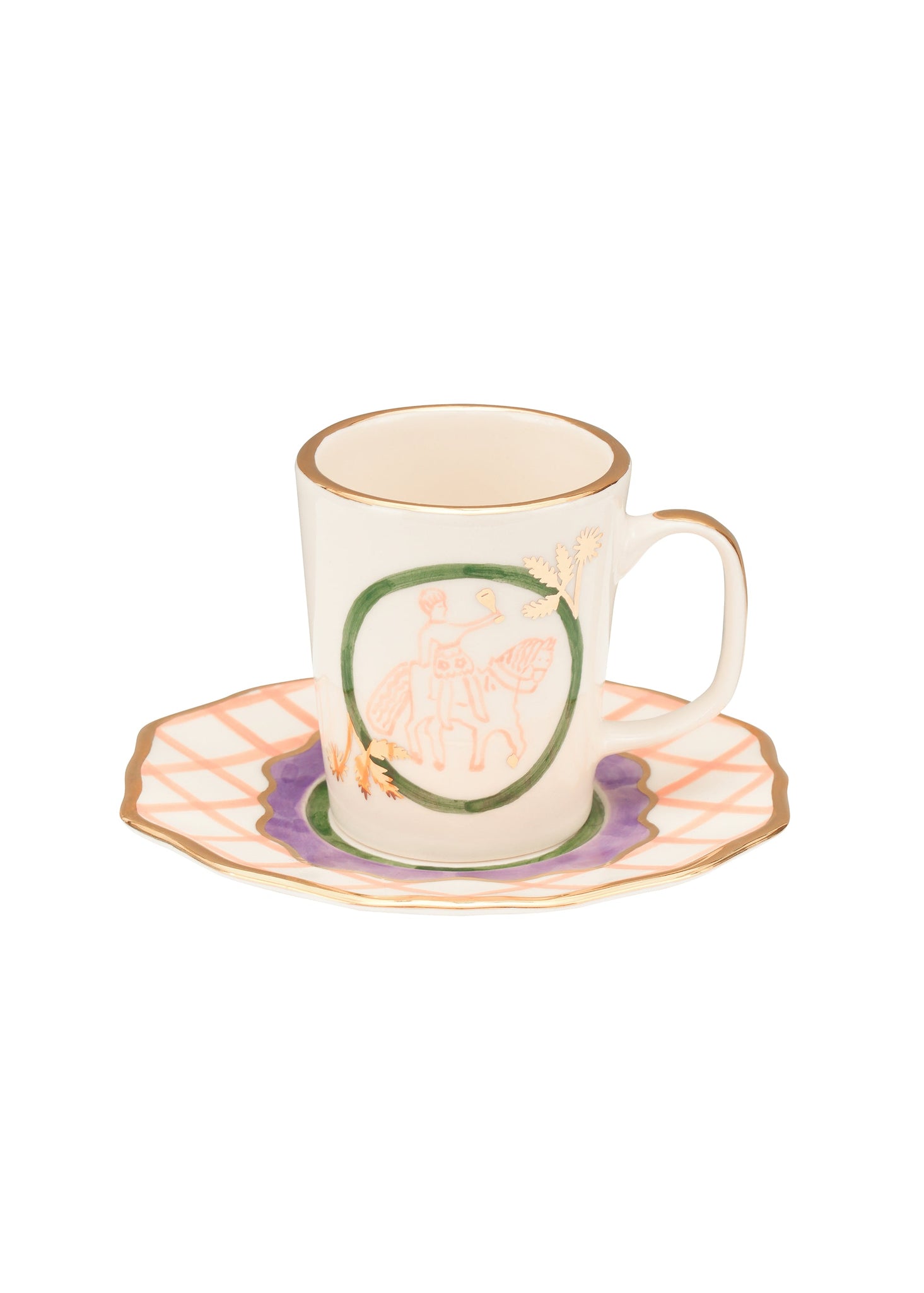 Набір з чашки та білого блюдця Вершник