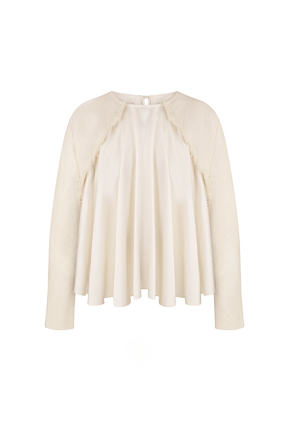LOOSE FITTED BEIGE BLOUSE WITH JACKET SLEEVES
