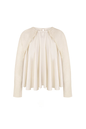 LOOSE FITTED BEIGE BLOUSE WITH JACKET SLEEVES