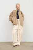 BEIGE CAPE OVERLAY BOMBER JACKET