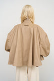 BEIGE CAPE OVERLAY BOMBER JACKET