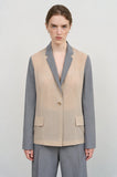 Pinstriped Jacket with Chiffon Panels GREY WITH STRIPES/BEIGE