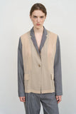 Pinstriped Jacket with Chiffon Panels GREY WITH STRIPES/BEIGE