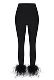 High-Waisted Leggings with Ostrich Feathers