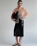 CROCO BLACK MIDI SKIRT