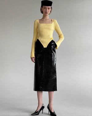 CROCO BLACK MIDI SKIRT