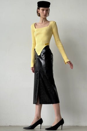 CROCO BLACK MIDI SKIRT
