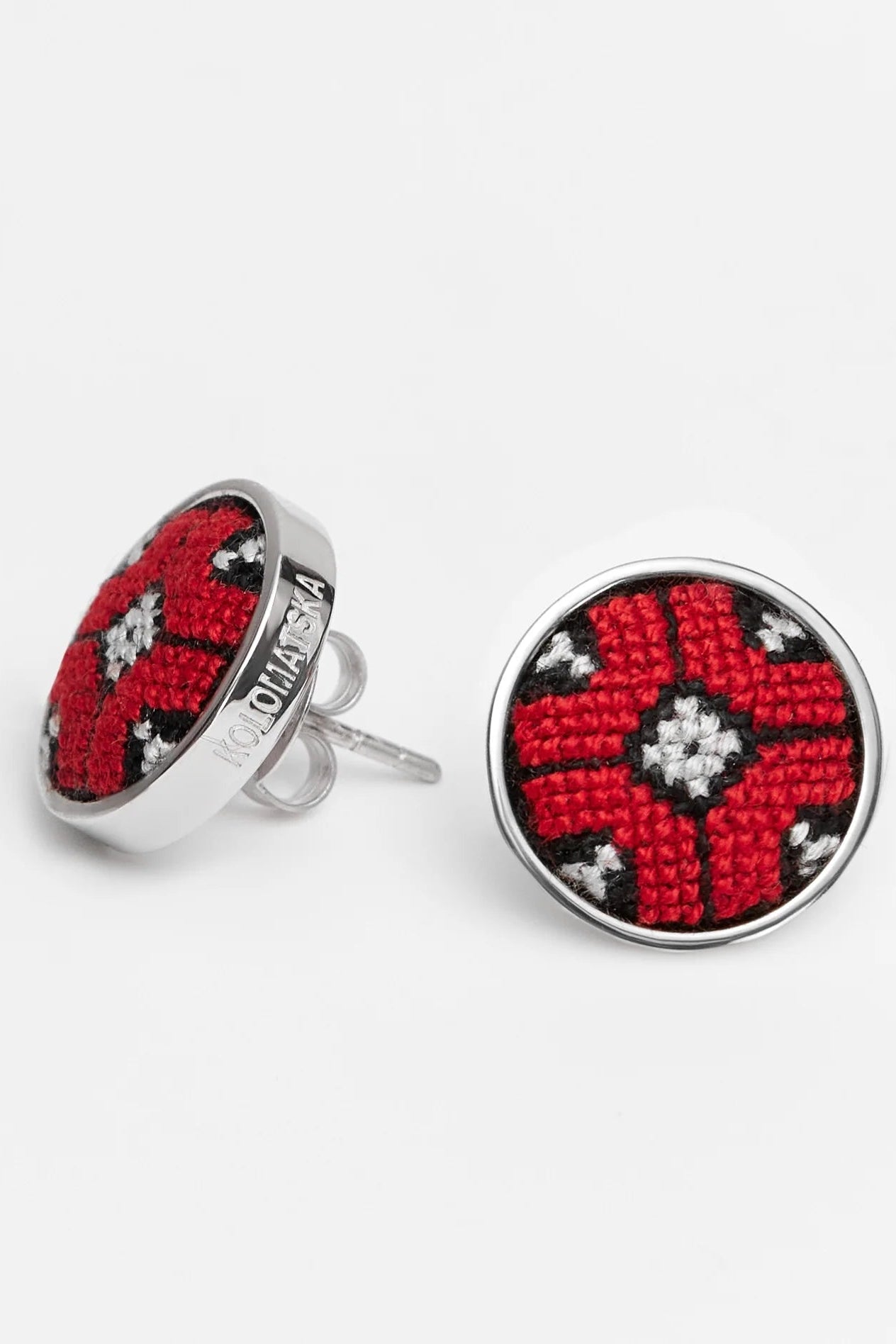 Вишиті сережки МАКИ platinum