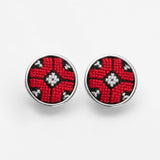 Вишиті сережки МАКИ platinum