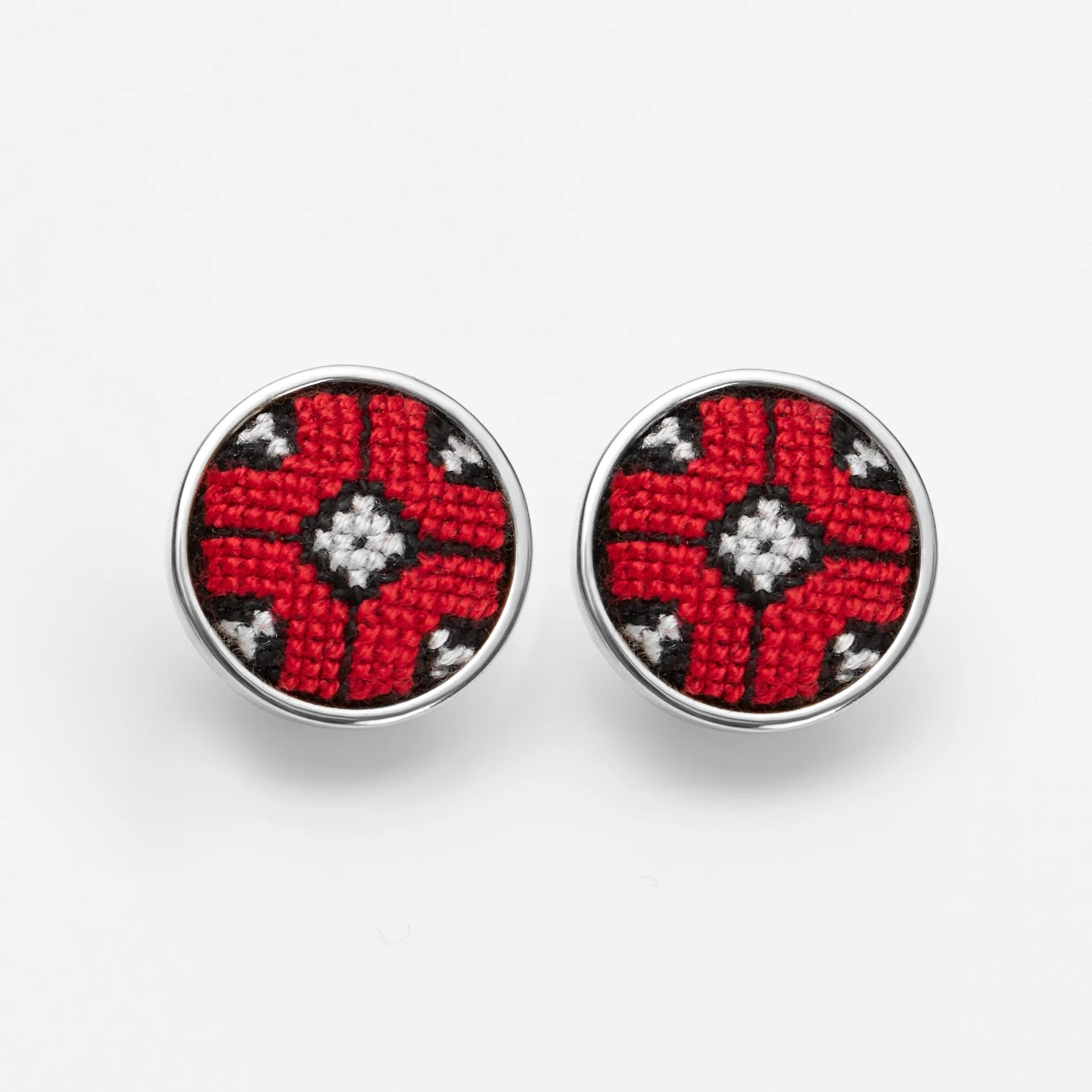 Вишиті сережки МАКИ platinum