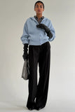 KNIT HOOD BLUE CARDIGAN