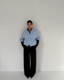 KNIT HOOD BLUE CARDIGAN