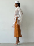 CROCO OCHRE MIDI SKIRT