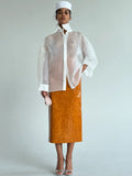CROCO OCHRE MIDI SKIRT