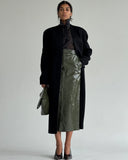 CROCO GREEN MIDI SKIRT