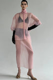 SEMI-SHEER PINK BLOUSE