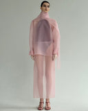 SEMI-SHEER PINK SCARF BLOUSE
