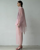 SEMI-SHEER PINK SCARF BLOUSE