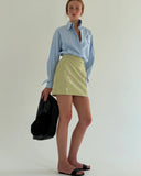 CROCO OLIVE MINI SKIRT