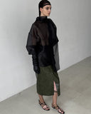 CROCO GREEN MIDI SKIRT