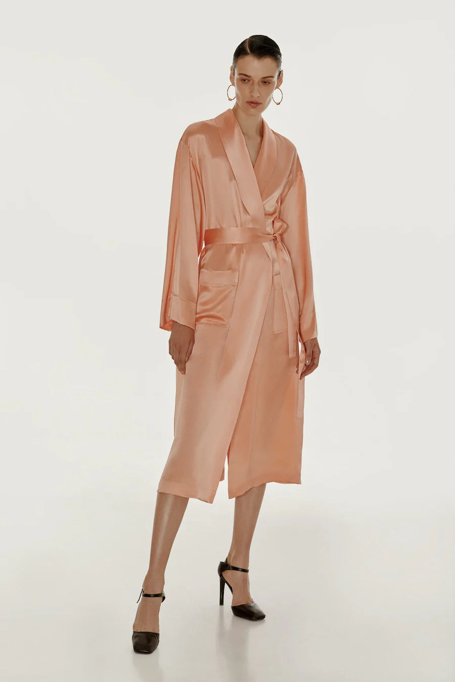 Шовковий халат помаранчевий