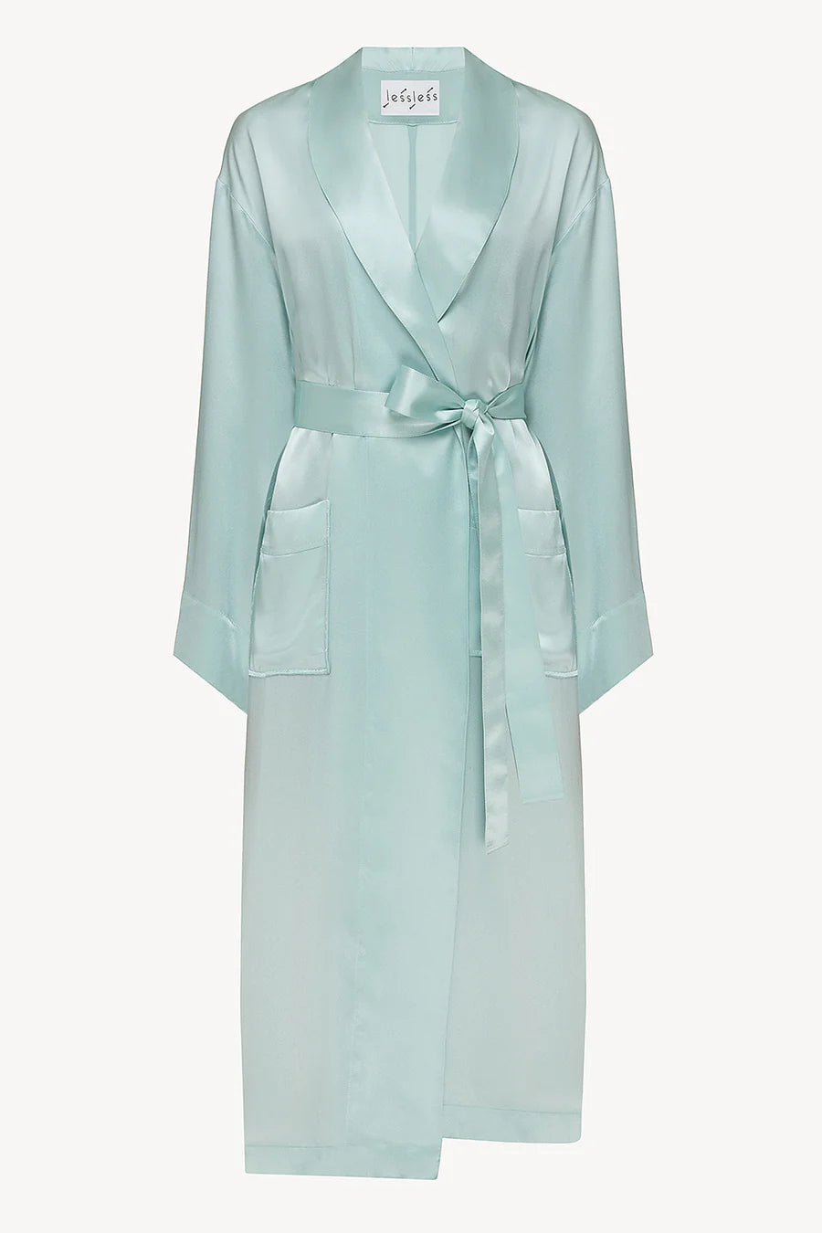 Шовковий халат блакитний