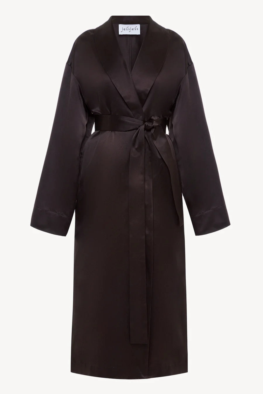 Шовкове жіноче пальто-халат коричневого кольору