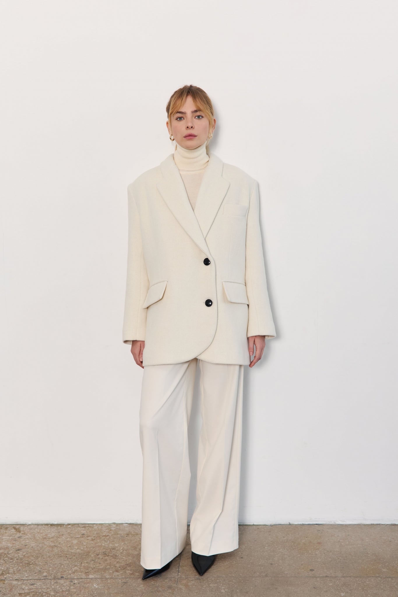 Вкорочене пальто з вовни та кашеміру