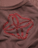 Облягаючий сітчастий боді, прикрашений декоративними квітковими кристалами