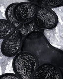 Міні-сукня з блискітками та багатошаровими квітковими аплікаціями