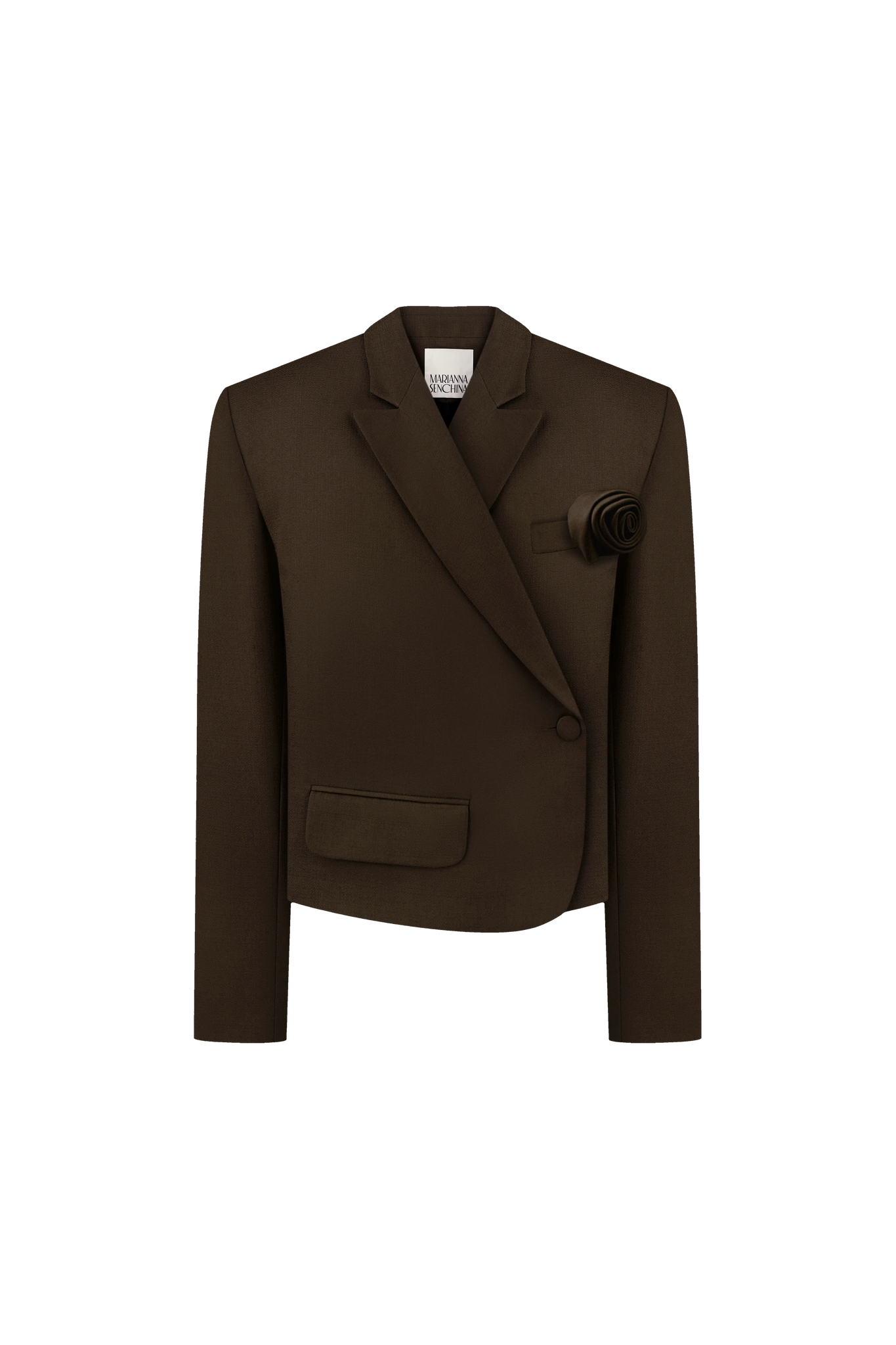 Жакет двобортний оверсайз з квіткою брошкою