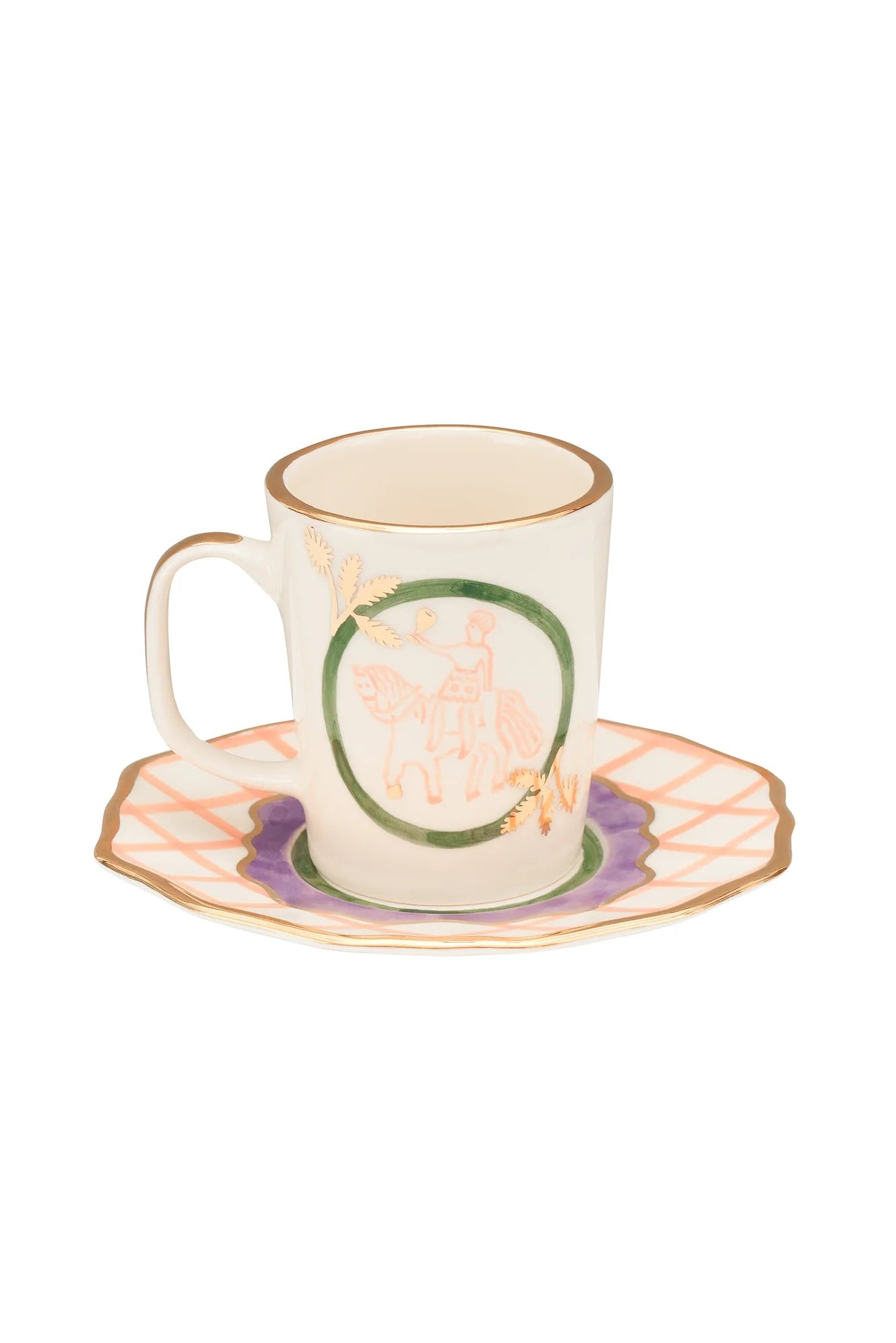 Набір з чашки та білого блюдця Вершник