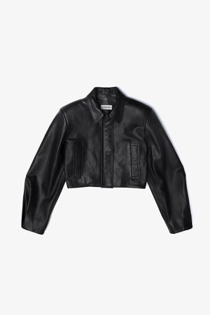 IRIS CROPPED LEATHER JACKET Black